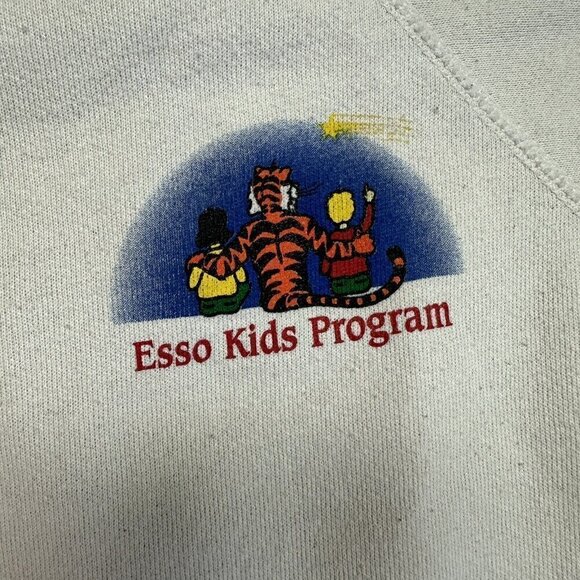 Vintage Esso Oil Crewneck Hanes Sweatshirt Esso Kids Program Size XL White - Picture 3 of 8